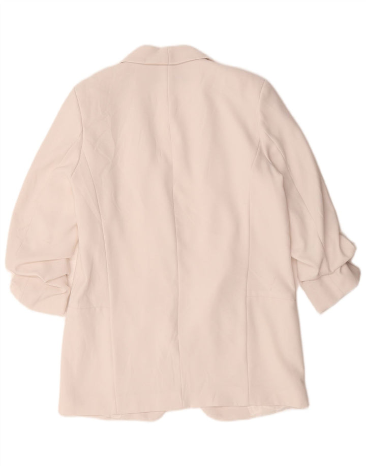Zara Veste blazer ouverte à manches 3/4 pour femme UK 14 Polyester blanc moyen