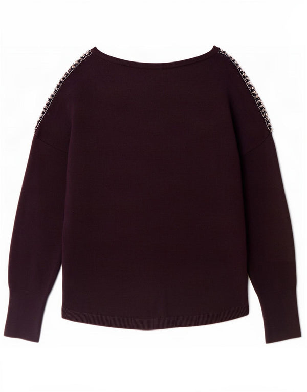 Oasis Pull surdimensionné à col bateau pour femme UK 14 Viscose violet moyen