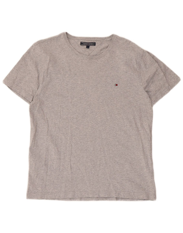 Tommy Hilfiger T-Shirt Femme Top UK 16 Large Gris Coton