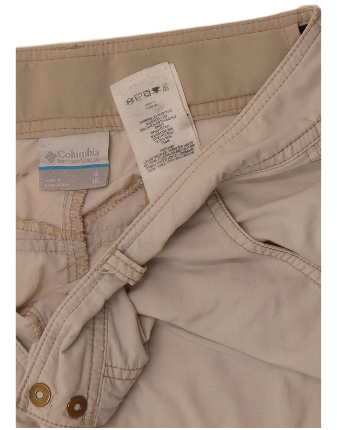 Columbia Short Cargo Femme US 8 Medium W30 Nylon Blanc Cassé