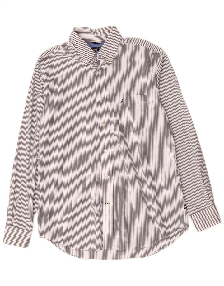 NAUTICA Chemise Homme Bleu Moyen en Coton à Fines Rayures