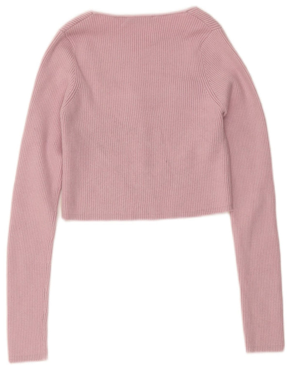 Zara Womens Crop Cardigan Top UK 8 Petit Nylon Rose