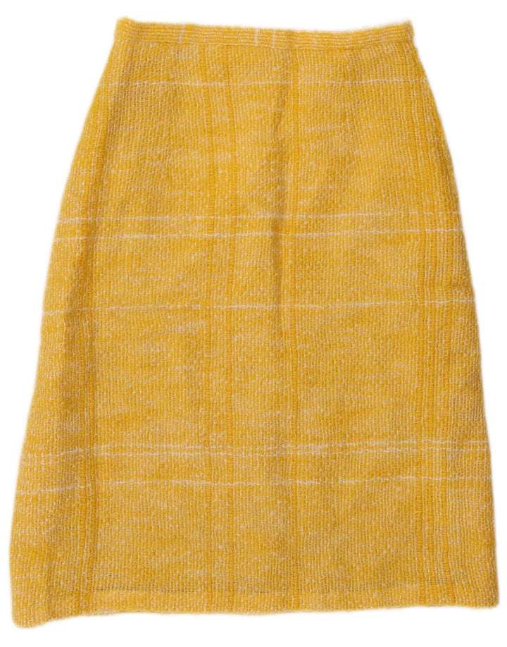 vintage Femme A-Line Jupe W26 Petit Plaid Jaune