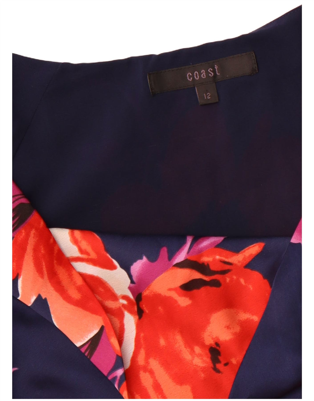 COAST Chemisier Femme Top UK 12 Medium Bleu Marine Floral Polyester