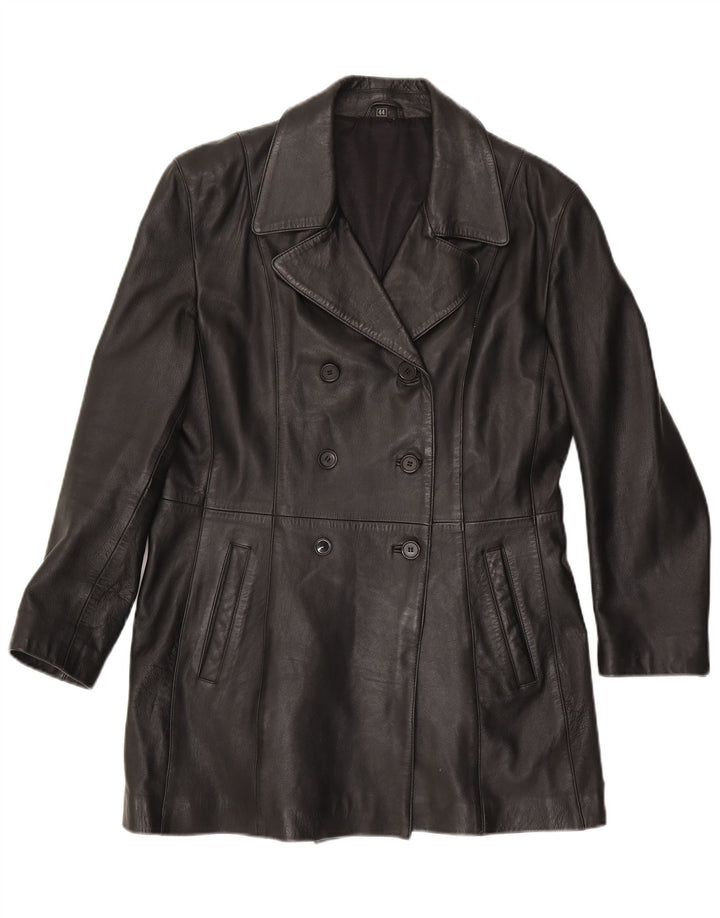 Manteau en cuir femme vintage EU 44 XL Cuir noir