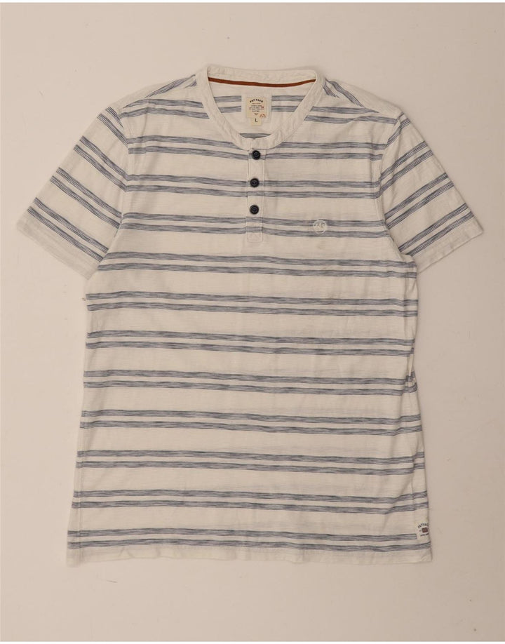 Fat Face T-Shirt Homme Haut Large Blanc Rayé Coton