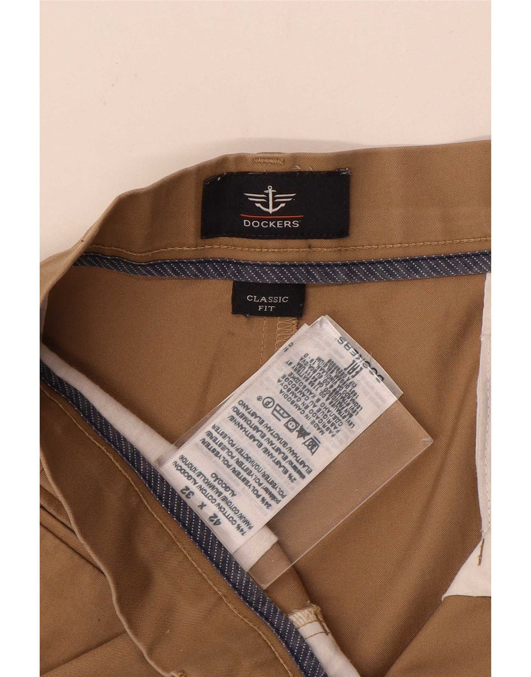 Dockers Pantalon Chino Coupe Classique Homme W42 L32 Beige Polyester