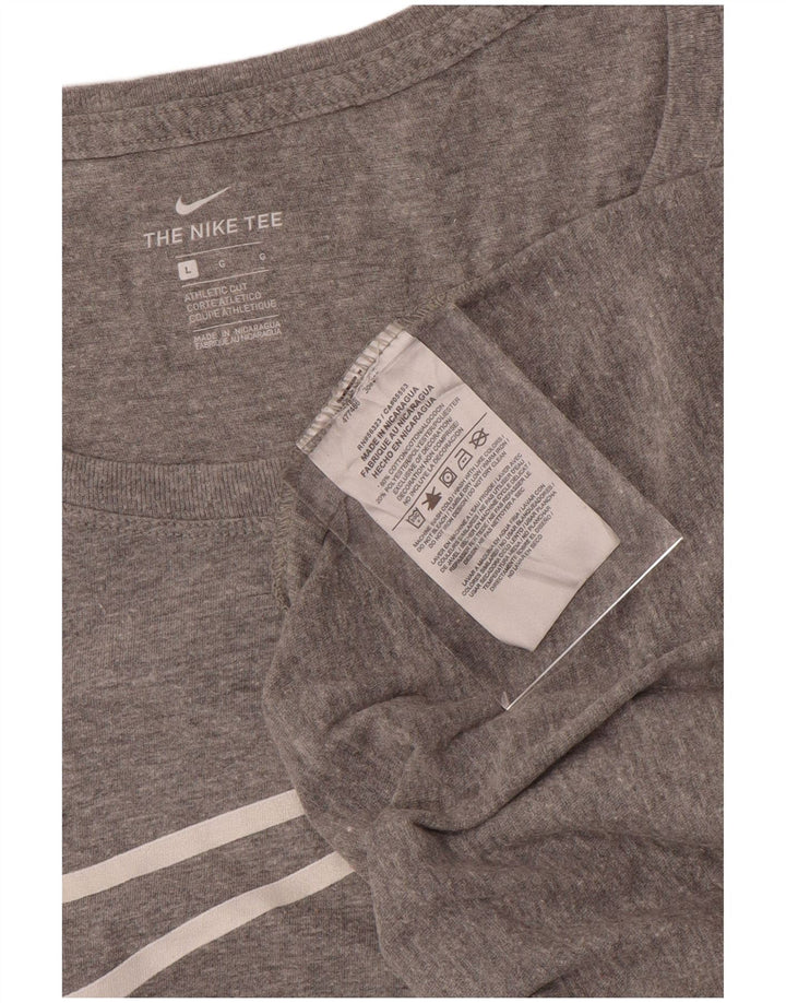NIKE T-shirt graphique coupe athlétique pour femme UK 16 grand gris moucheté