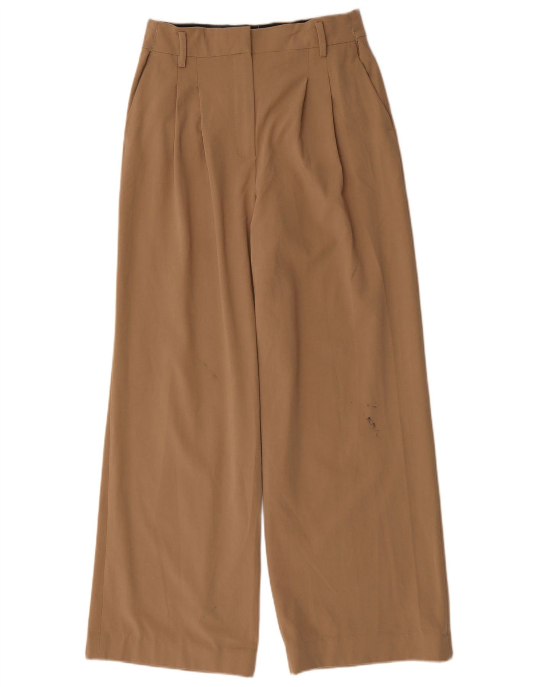 Zara Pantalon Chino Large Femme Medium W28 L30 Marron Polyester