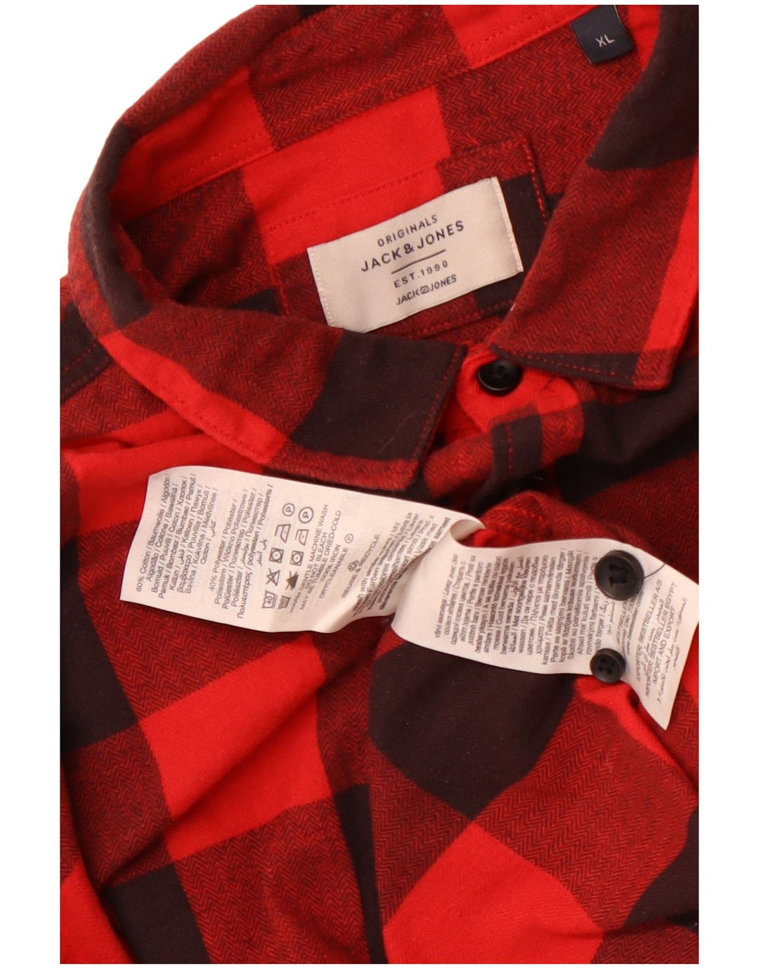Jack & Jones Chemise Flanelle Homme XL Rouge Vichy Coton