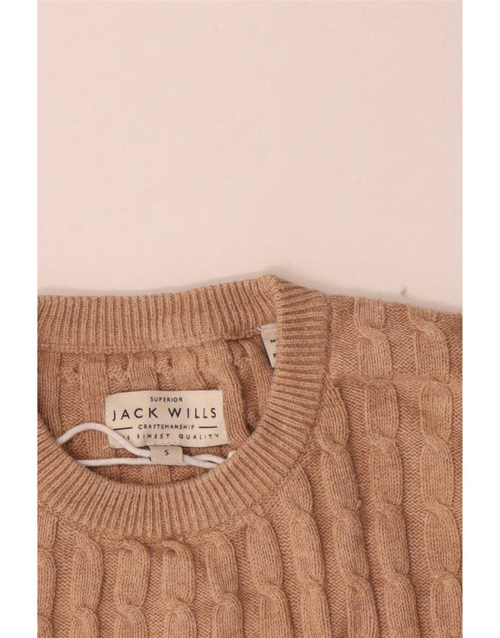 Jack Wills Pull à col rond pour homme Petit coton beige