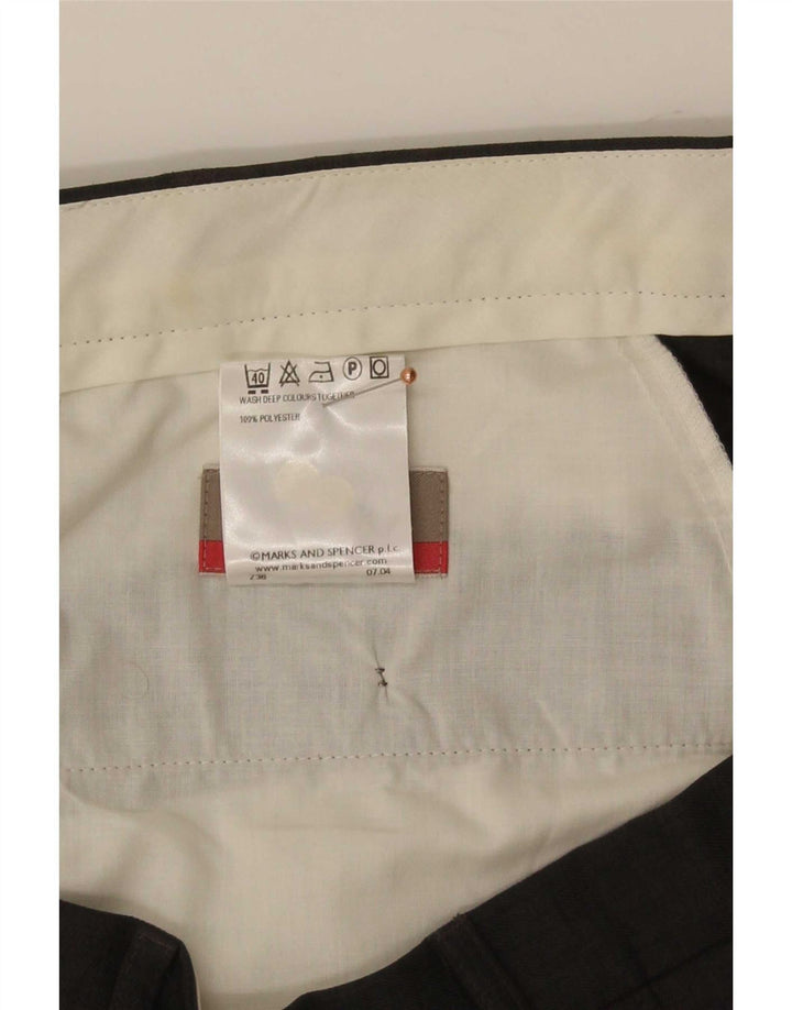 Marks & Spencer Pantalon de Costume Droit Homme W40 L29 Gris Polyester