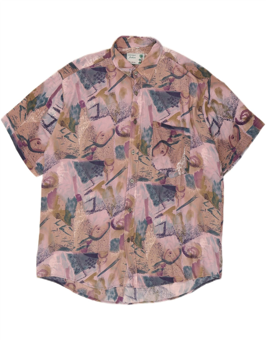 Chemise à manches courtes homme Coconut grand patchwork multicolore viscose
