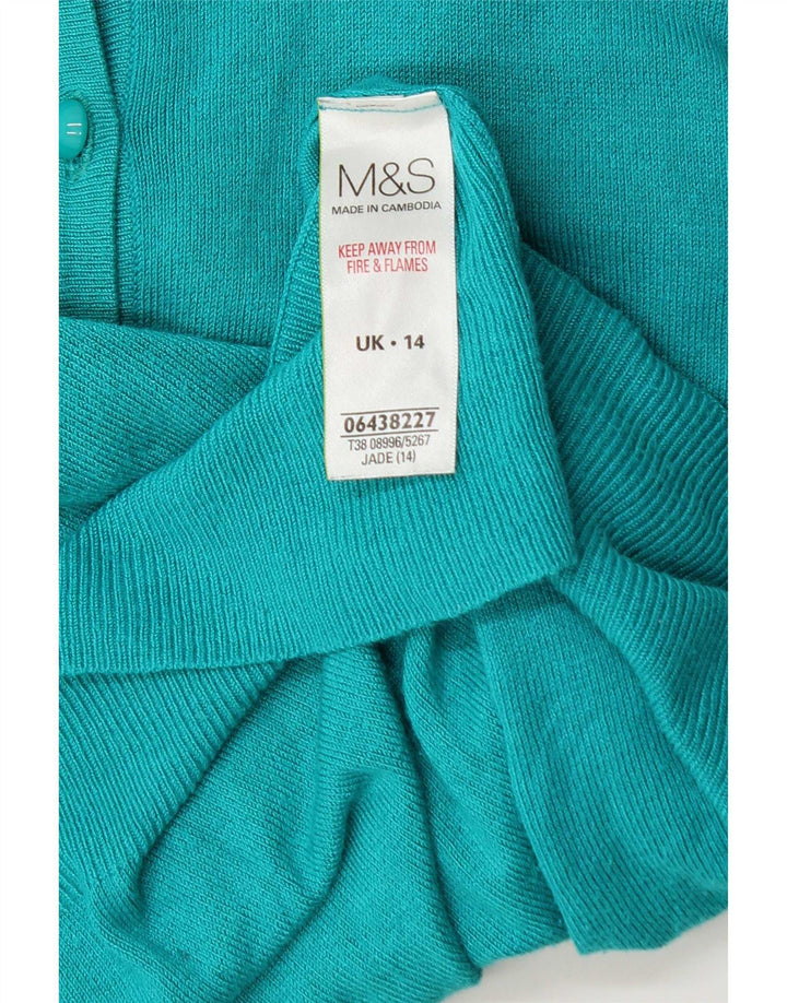 Marks & Spencer Pull Cardigan pour Femme UK 14 Grande Viscose Turquoise
