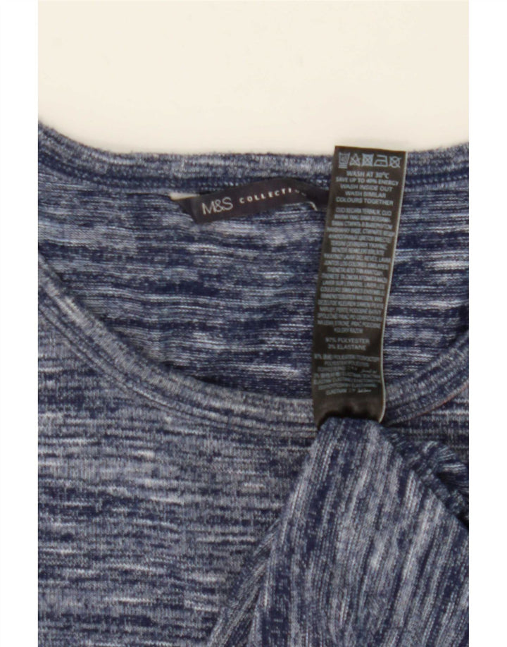 Marks & Spencer Haut à manches longues pour femme UK 42 Bleu moyen Polyester moucheté