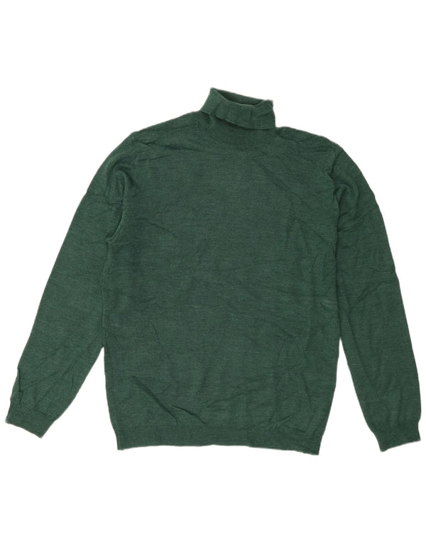 Zara Mens Roll Neck Jumper Sweater Large Green Acrylic