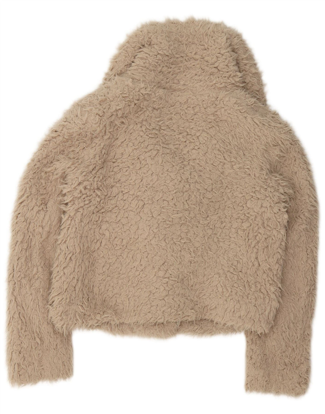 Zara Femmes Surdimensionné Crop Teddy Bear Veste UK 10 Petit Beige Polyester
