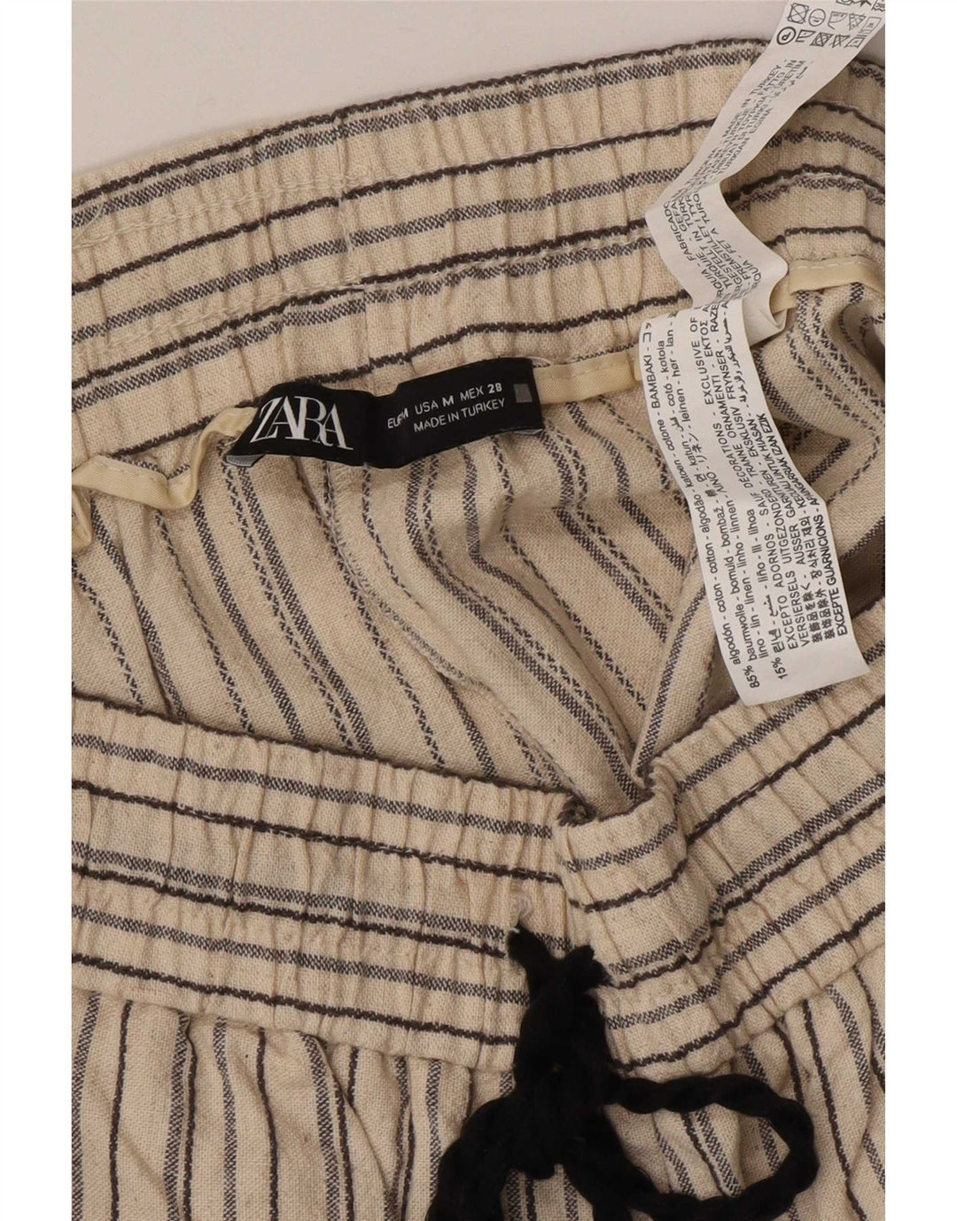 Zara Short Chino Femme Moyen W28 Coton Rayé Beige