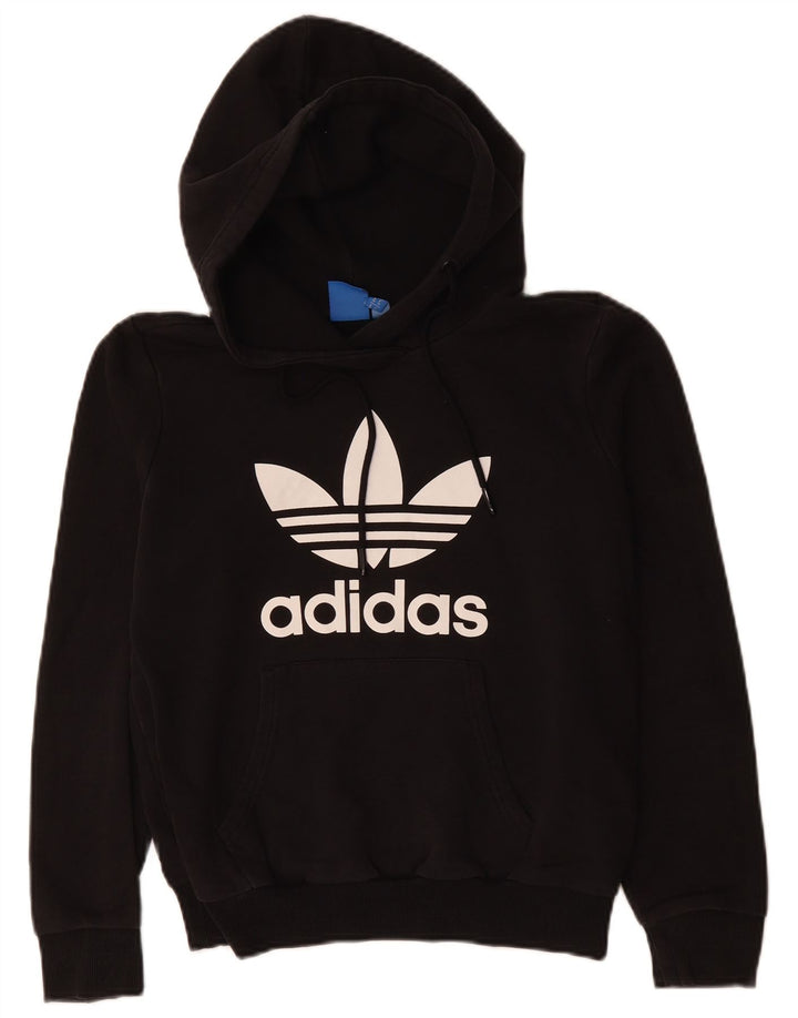 ADIDAS Pull à capuche surdimensionné graphique pour femme UK 10 Petit Noir Polyester