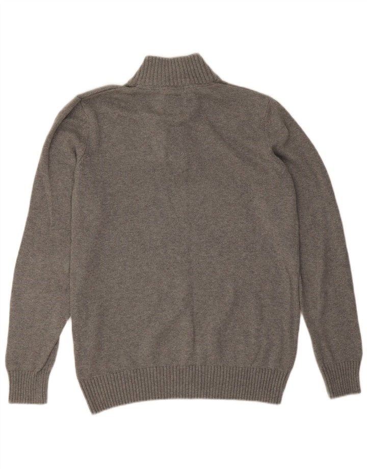 Crew Clothing Pull à col boutonné pour homme en coton gris Taille L