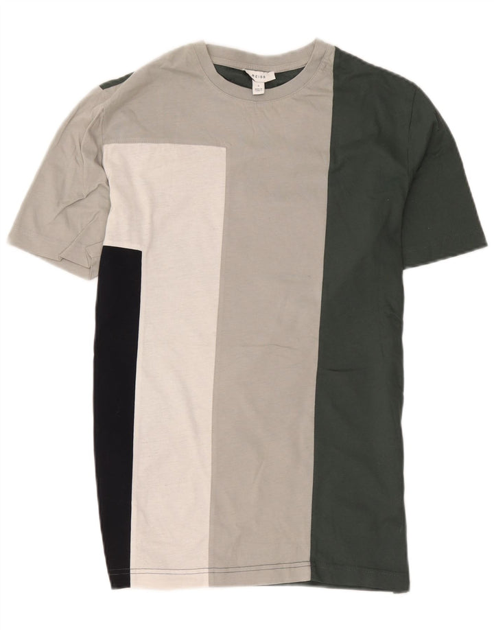 Reiss T-Shirt Top Small Multicolore Colourblock Coton Homme