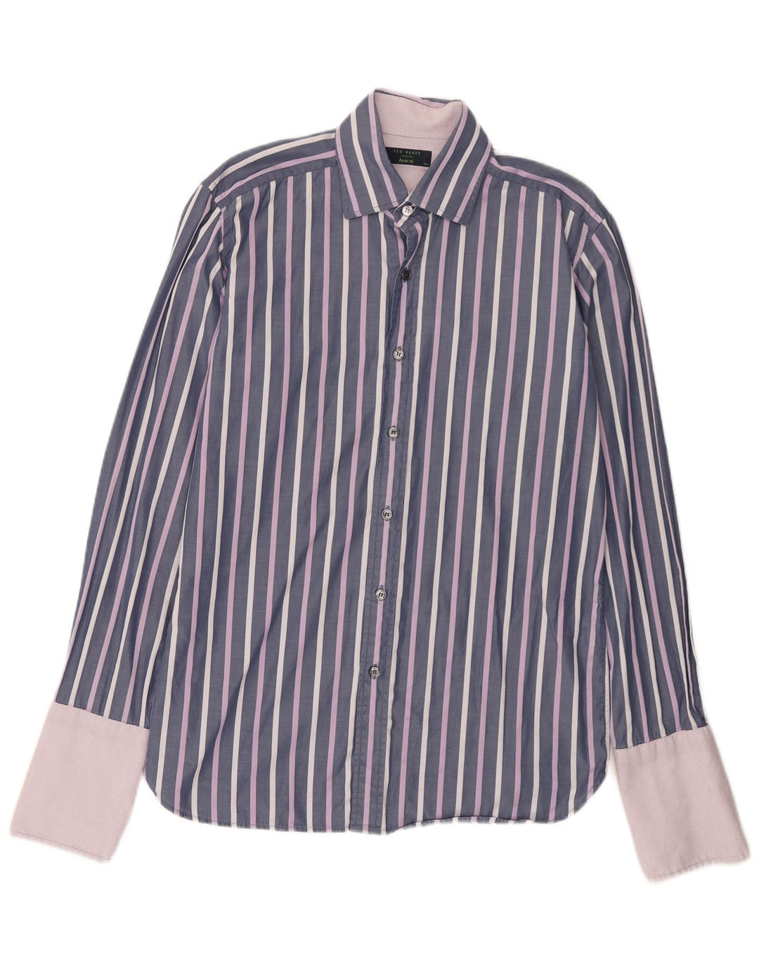 Ted Baker Chemise formelle pour homme Taille 15 1/2 Coton à fines rayures violet moyen