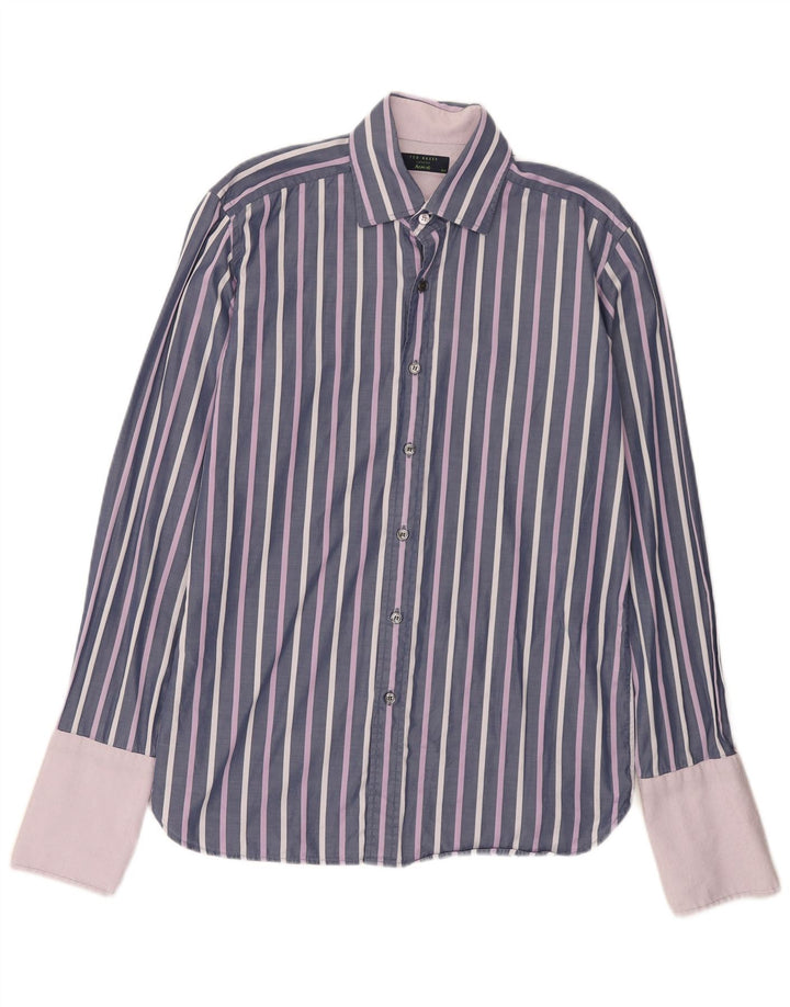 Ted Baker Chemise formelle pour homme Taille 15 1/2 Coton à fines rayures violet moyen