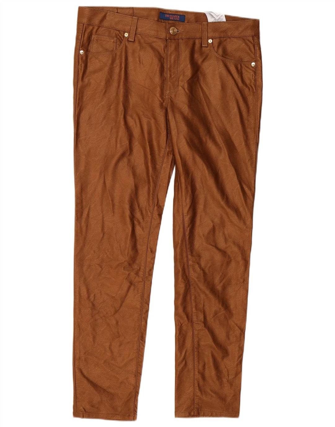 TRUSSARDI Pantalon Slim En Simili Cuir W33 L29 Marron Viscose