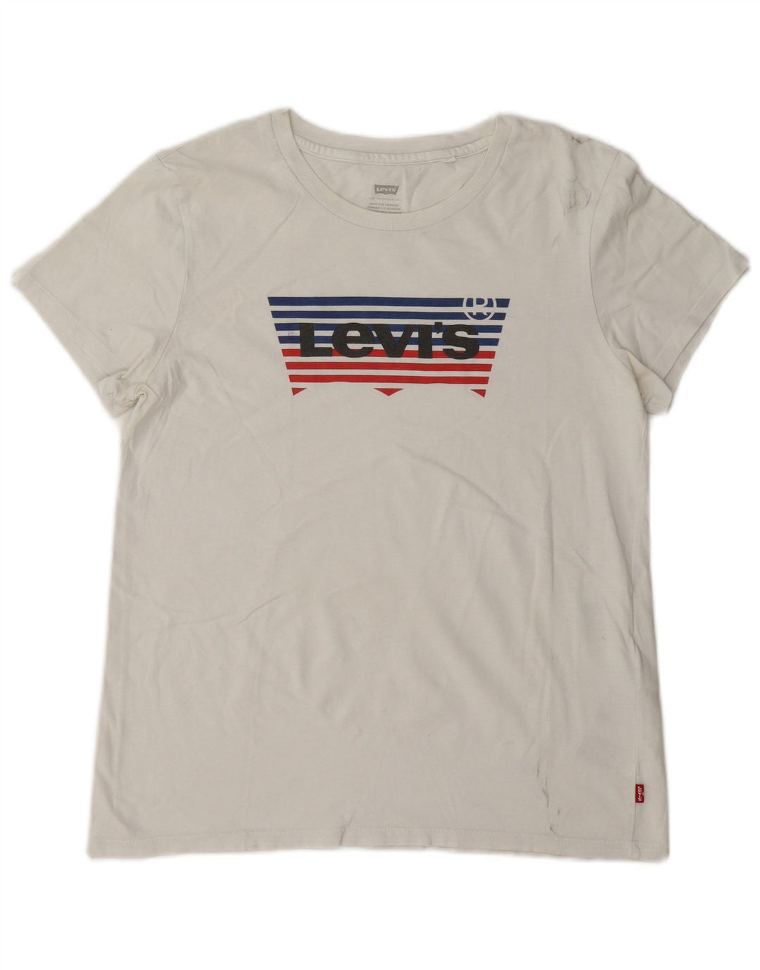 Levi's T-Shirt Graphique Femme UK 14 Coton Blanc Moyen