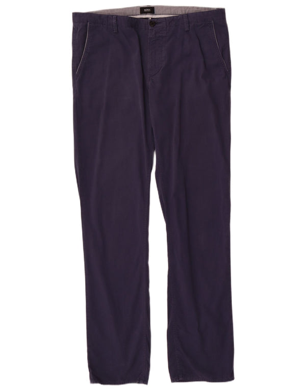 Hugo Boss Pantalon chino droit pour homme IT 52 XL W36 L32 Bleu marine Coton