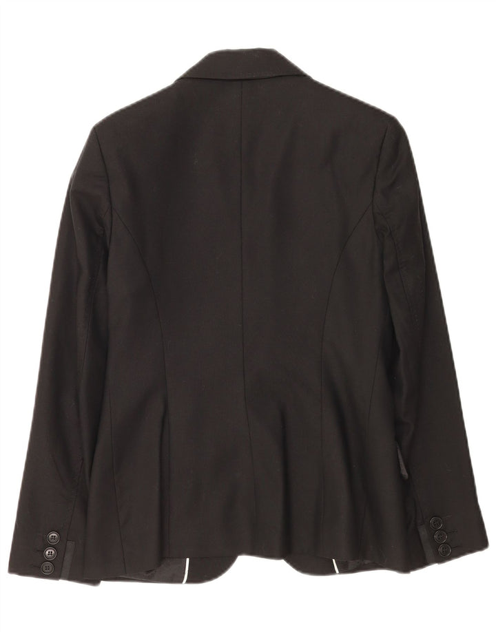 Laura Ashley Veste blazer à 1 bouton pour femme UK 10 Petite laine noire
