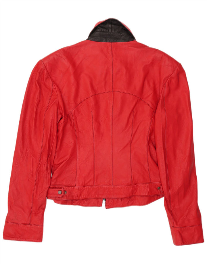 David 2 Veste en cuir pour femme UK 14 Cuir color block rouge moyen