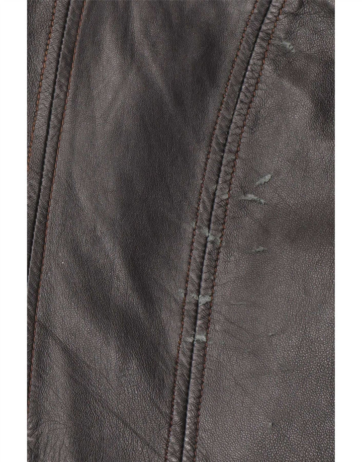 Promod Veste de motard en cuir pour femme UK 44 Medium Noir