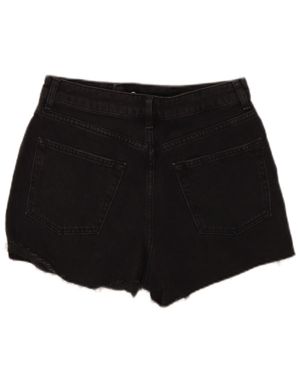 Topshop Short en jean pour femme Mom Distressed UK 10 Small W28 Coton noir