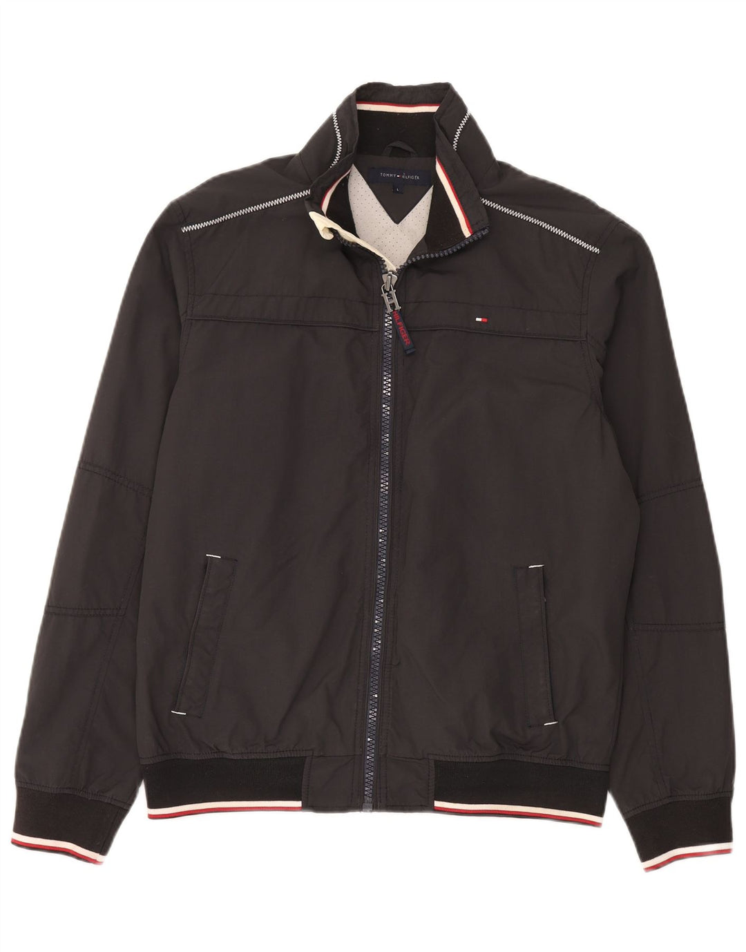 Tommy Hilfiger Veste Bomber Homme UK 40 Large Gris Nylon