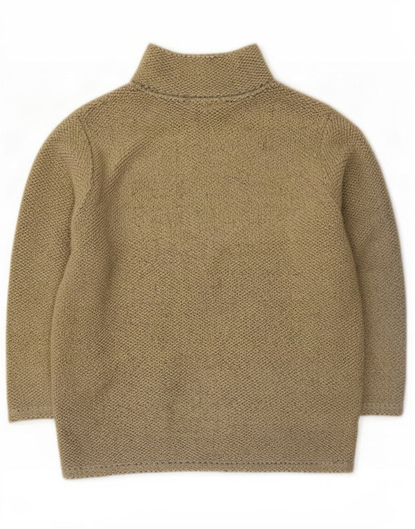 vintage Femme Polaire Survêtement Top Veste UK 14 Grand Beige Polyester