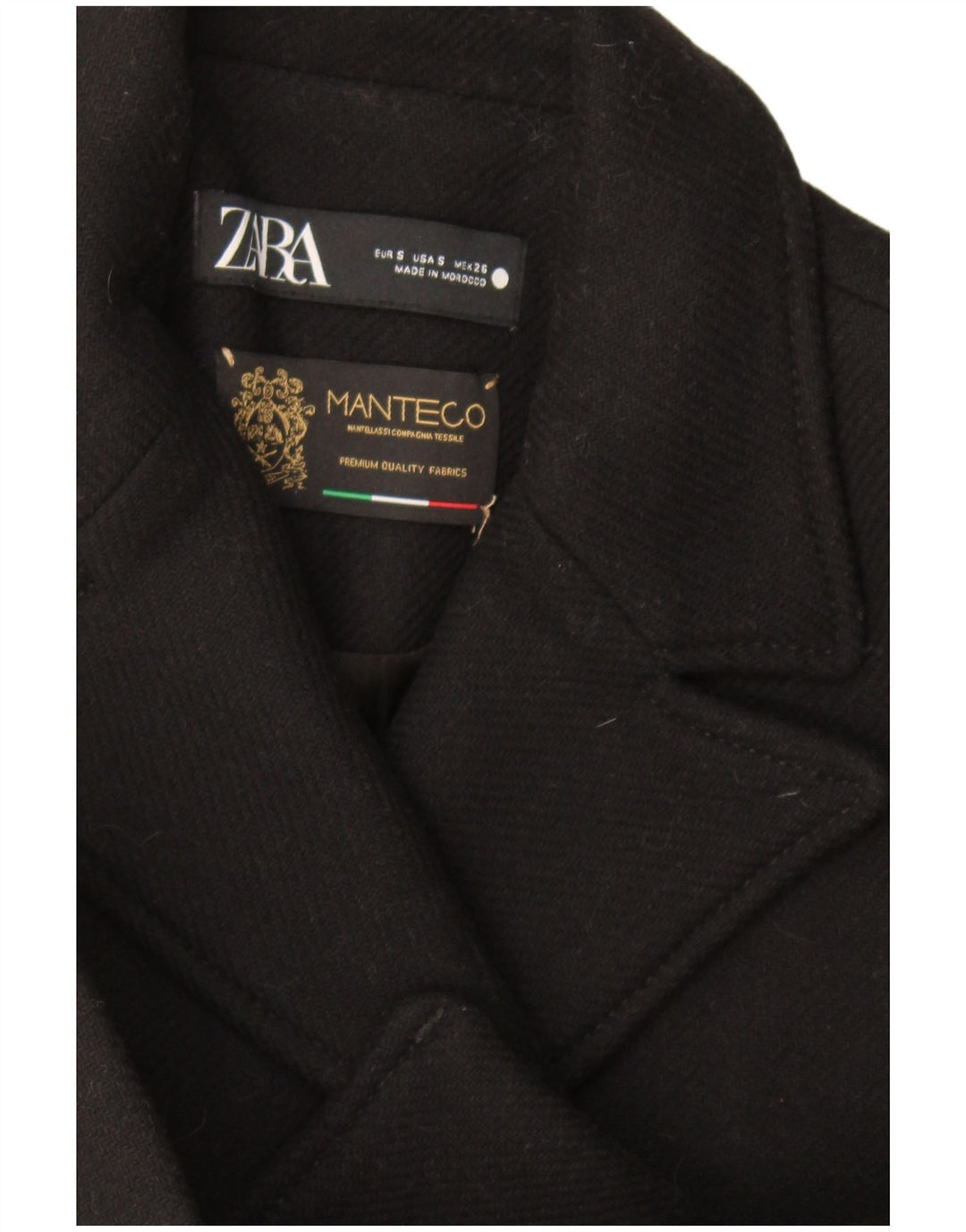 Zara Veste Blazer Double Boutonnage Femme UK 10 Petit Noir