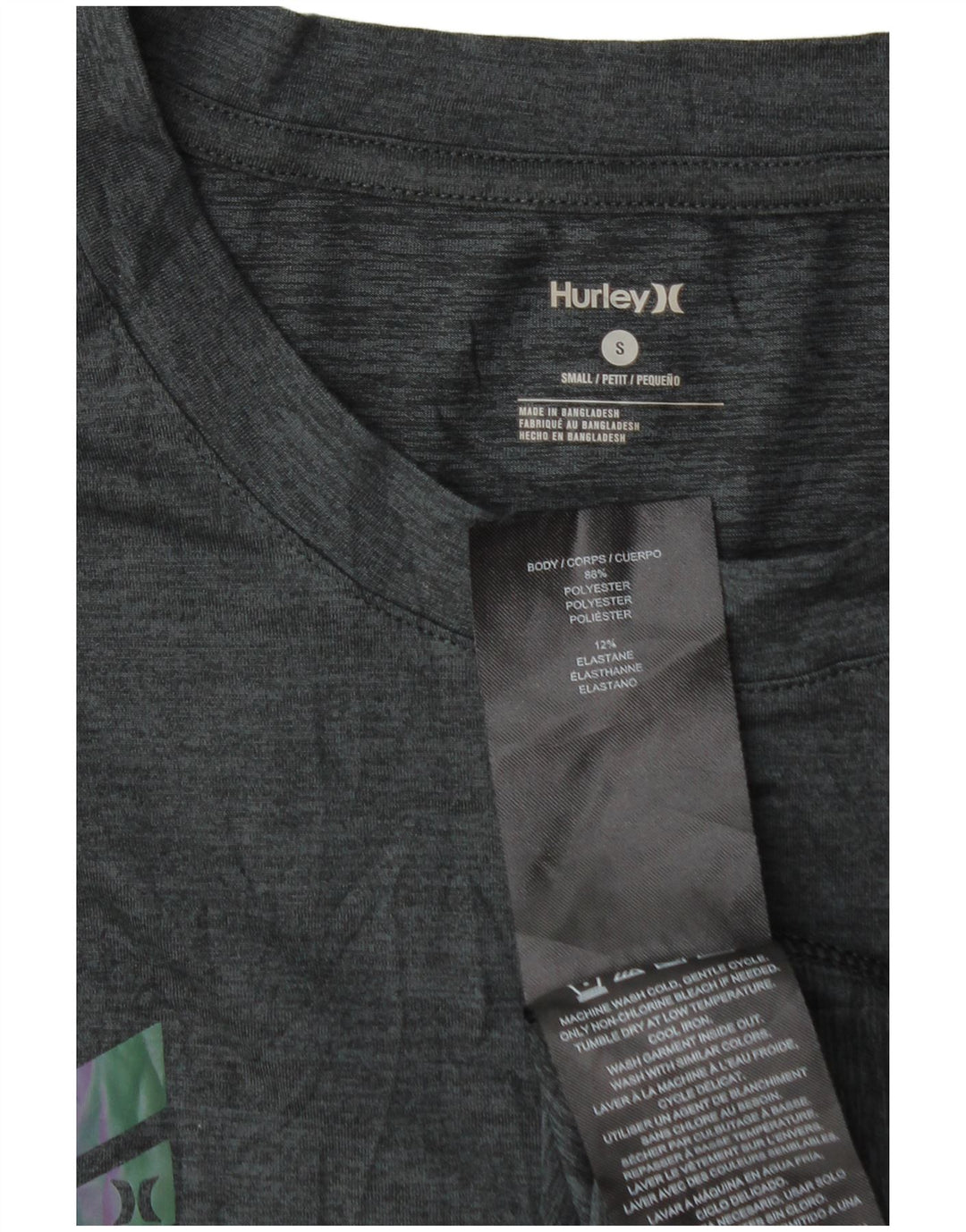 Hurley Homme Petit T-Shirt Top Small Gris Polyester