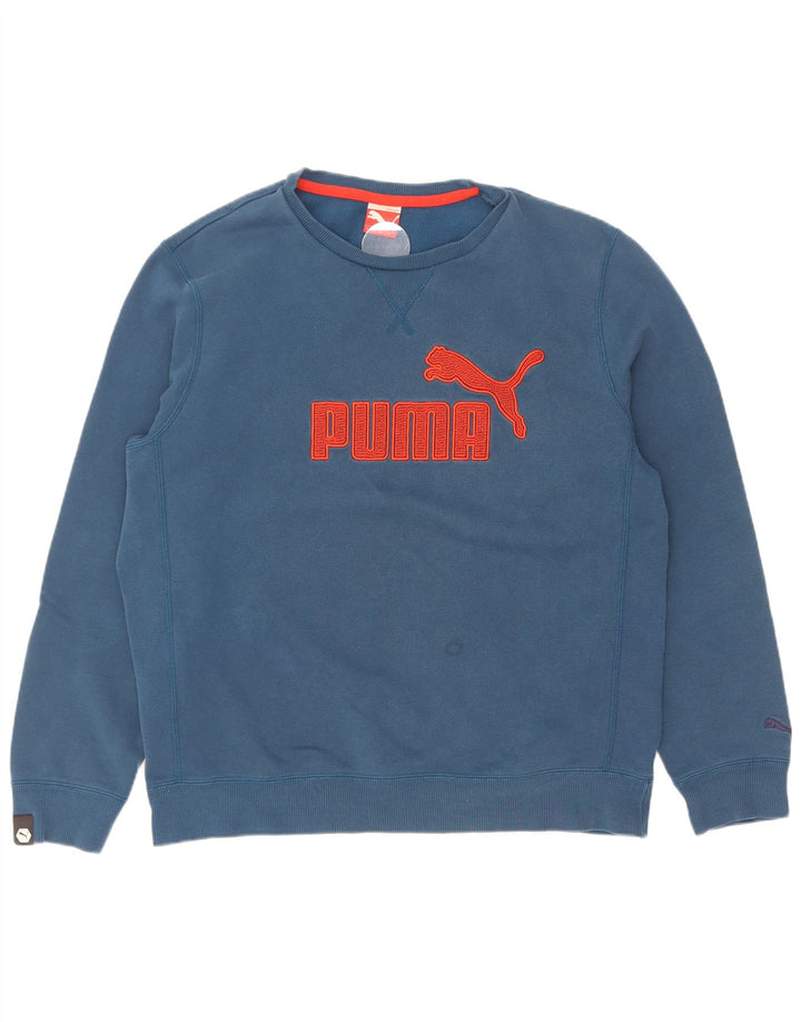 Puma Sweat-shirt graphique pour homme en coton bleu Taille L