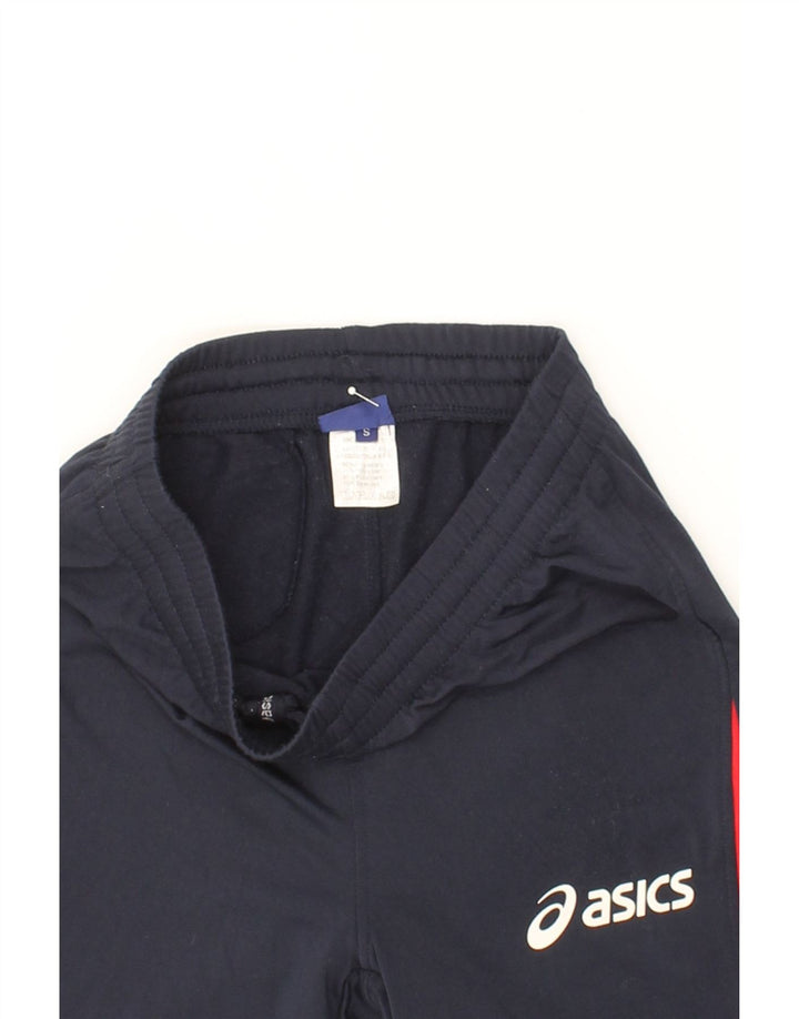 ASICS Womens Tracksuit Trousers UK 8 Small Navy Blue Colourblock Polyester Vintage Asics and Second-Hand Asics from Messina Hembry 