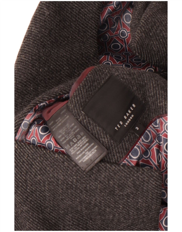 Ted Baker Caban Homme Taille 3 Laine Gris Moyen