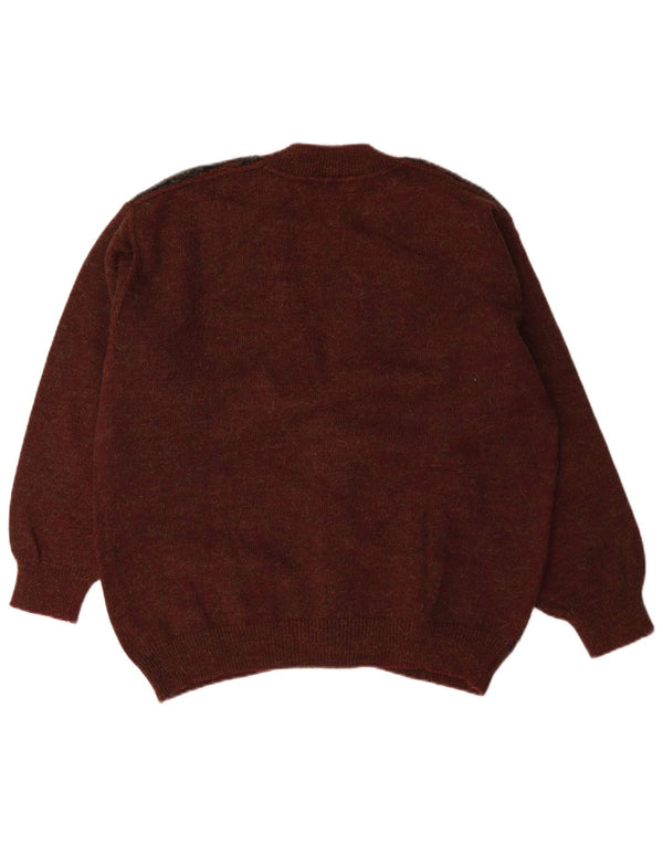 Il Granchio Cardigan Homme Pull Large Bordeaux Géométrique