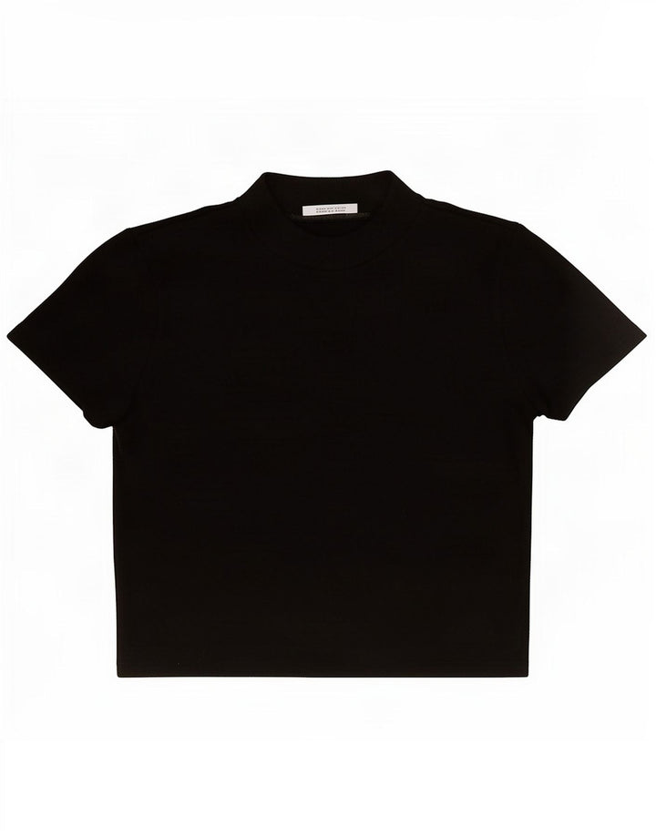 Zara Womens Crop Blouse Top UK 10 Petit Noir