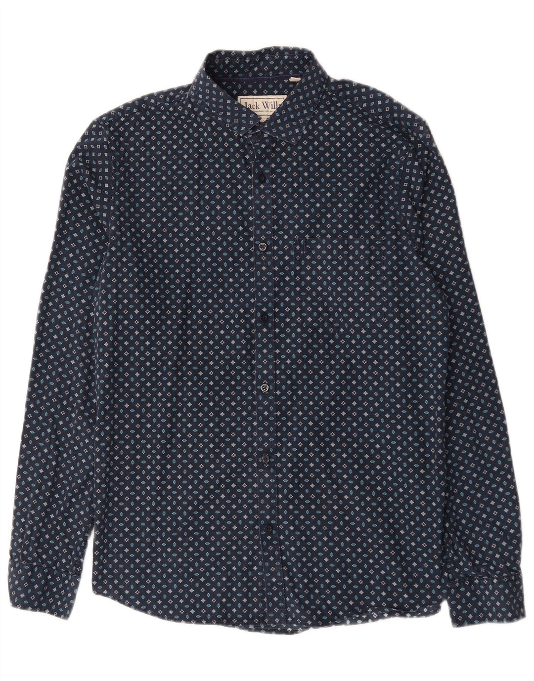 Jack Wills Chemise Coupe Classique Homme Bleu Marine Moyen Coton Géométrique