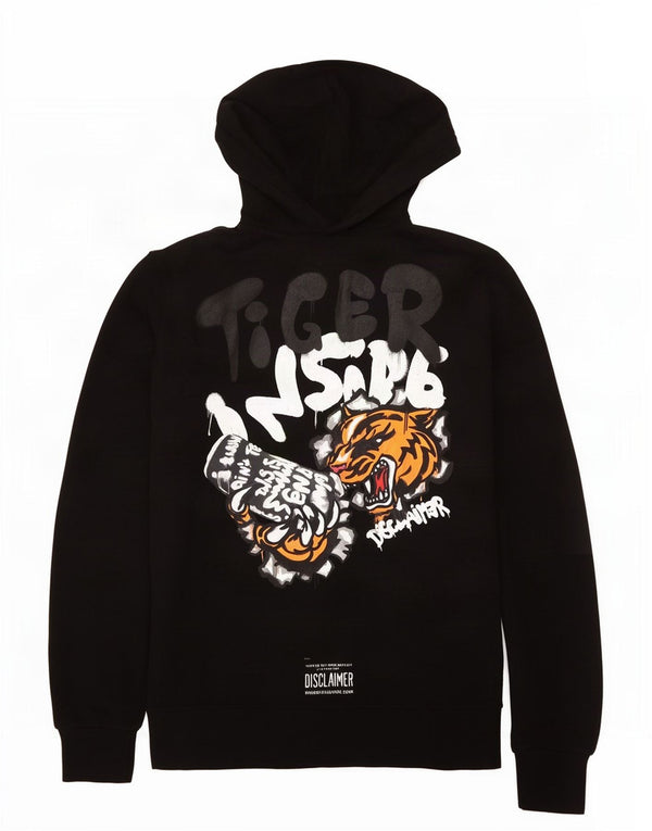 vintage Mens Graphic Hoodie Jumper Petit Coton Noir