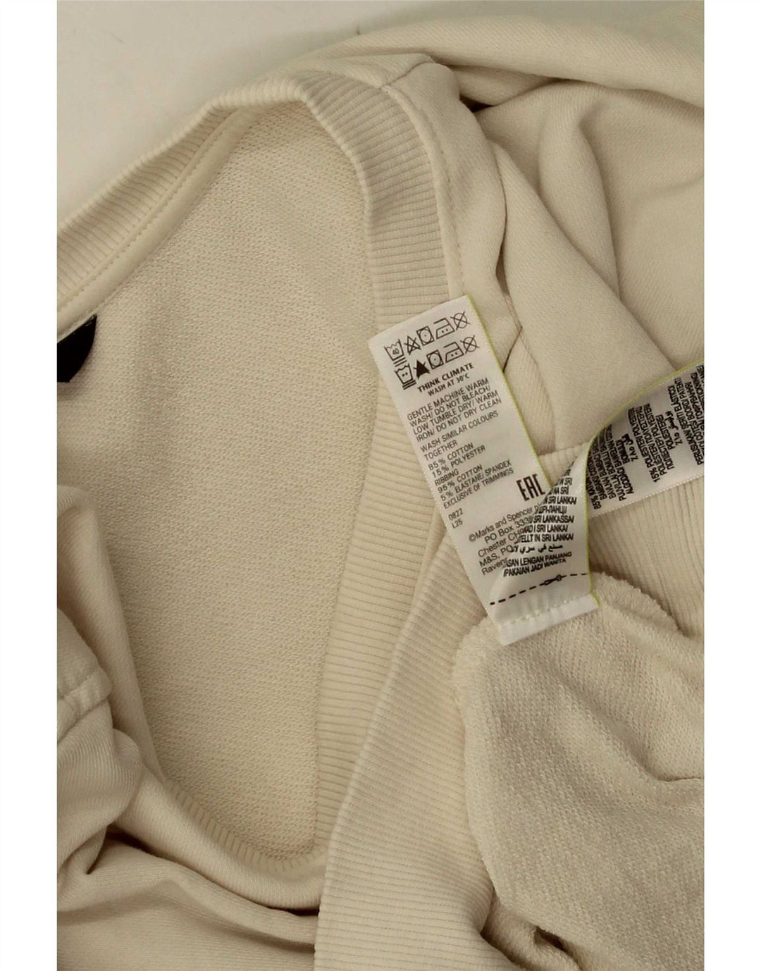 Marks & Spencer Sweat-shirt pour femme en coton blanc cassé UK 16