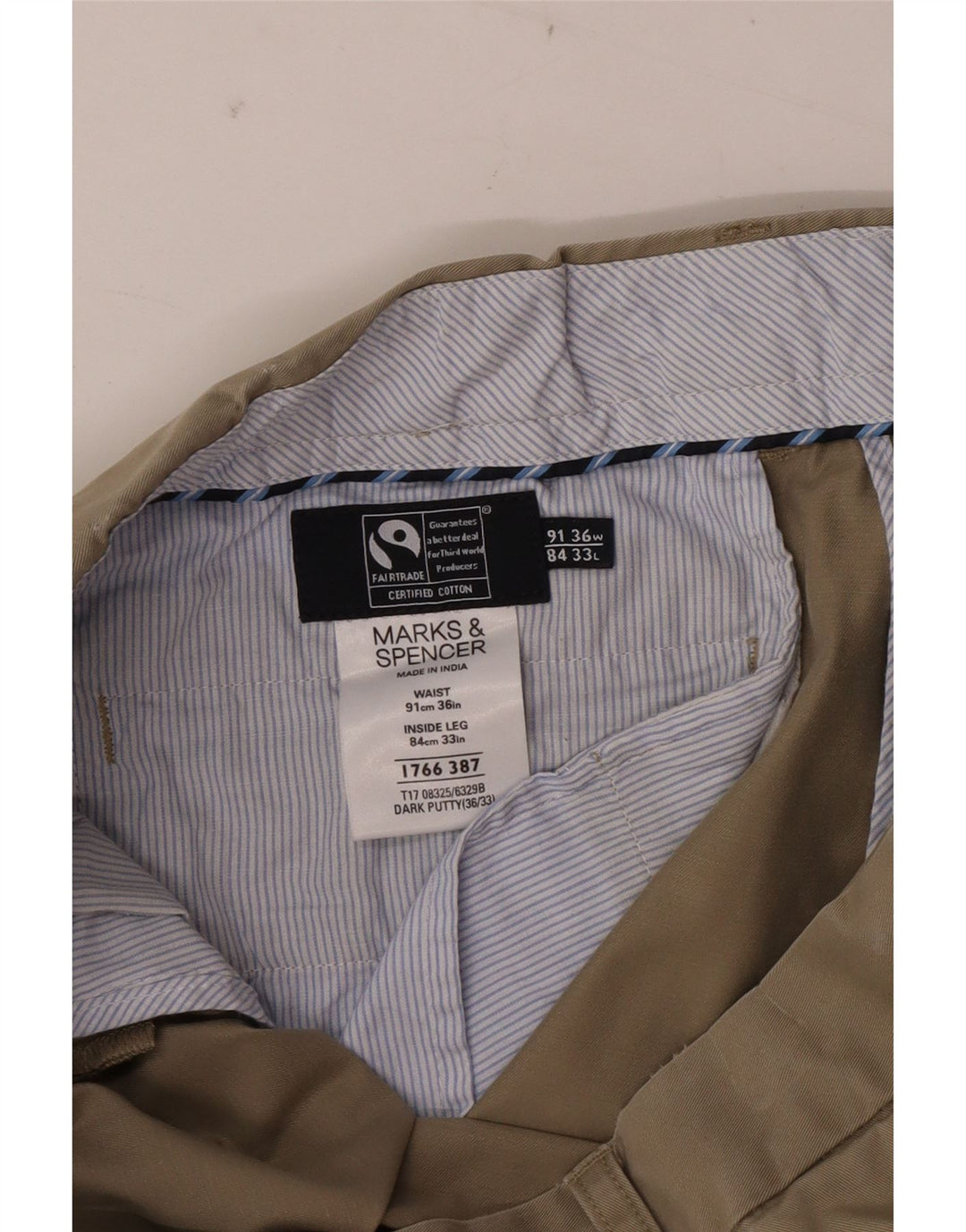 Marks & Spencer Pantalon de costume pour homme W36 L33 Beige Coton