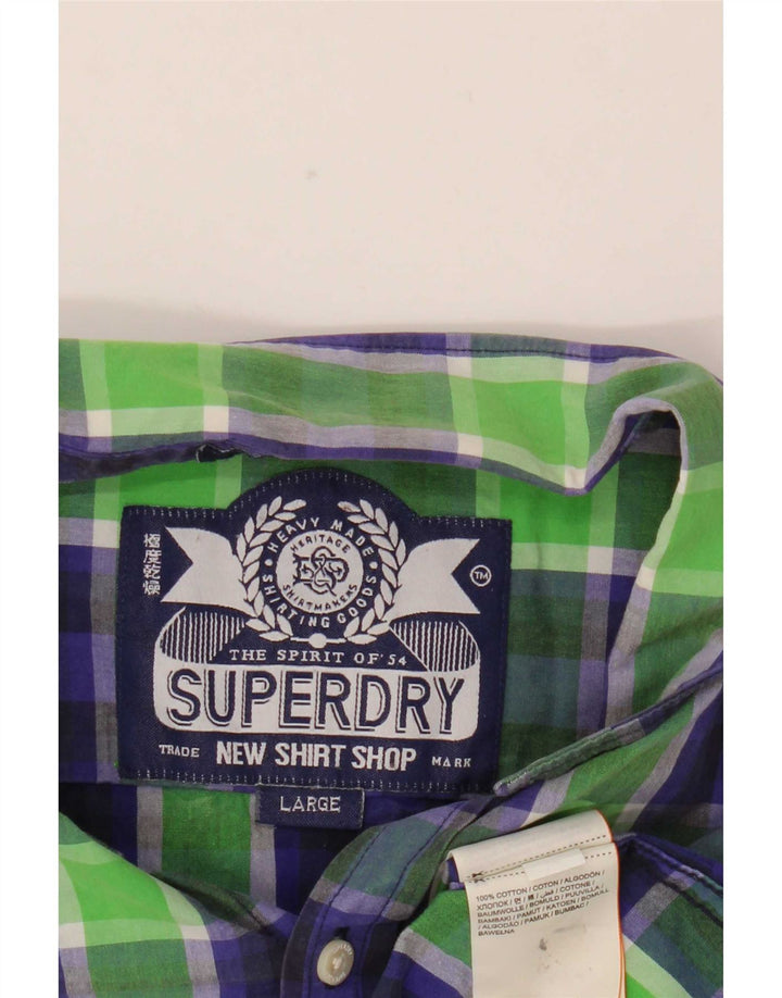 Superdry Chemise Homme Grand Carreau Vert Coton