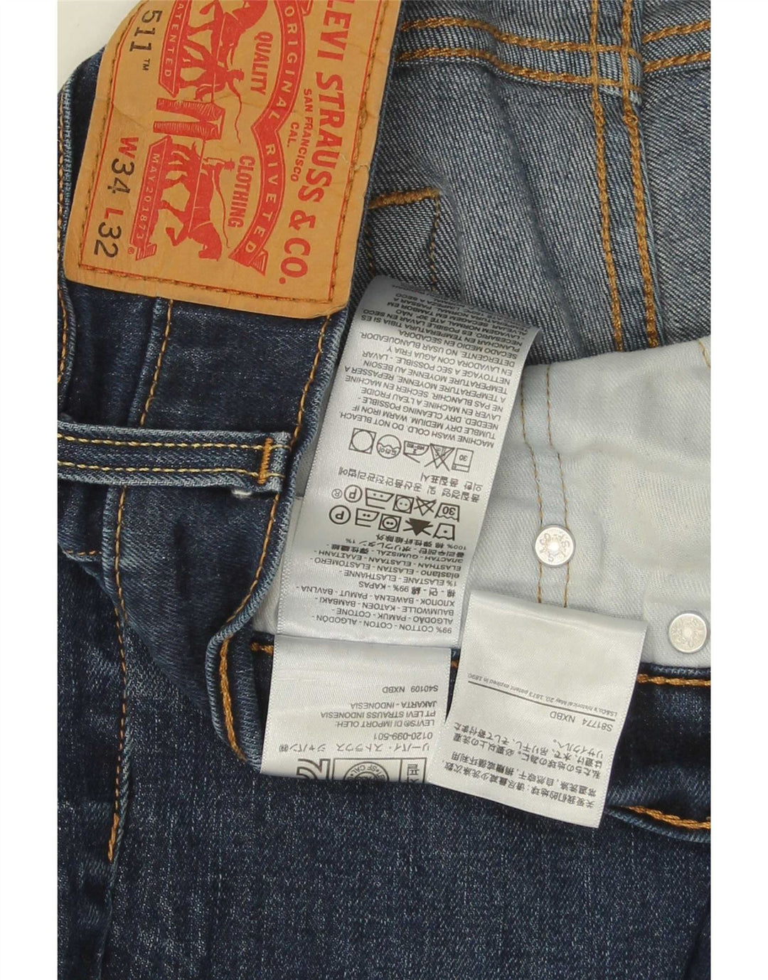 Levi's Jean Slim 511 Homme W34 L32 Bleu Marine Coton