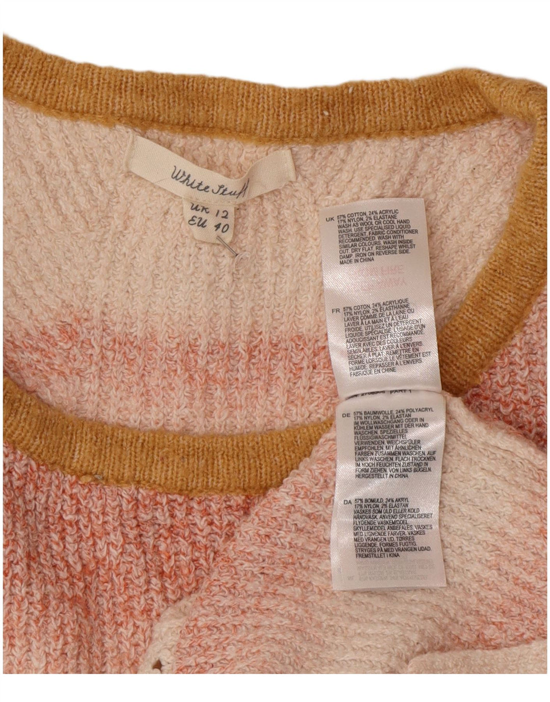 White Stuff Pull ras du cou pour femme UK 12 Rose moyen rayé